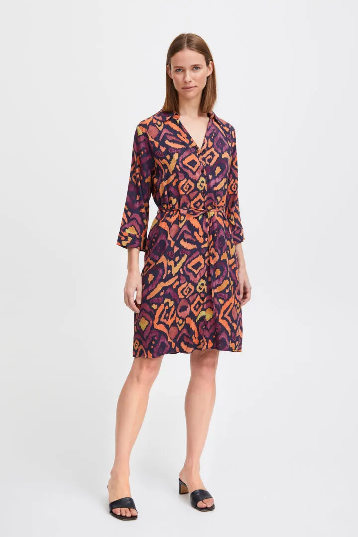 Joella Shirt Dress - Black Ikat Mix