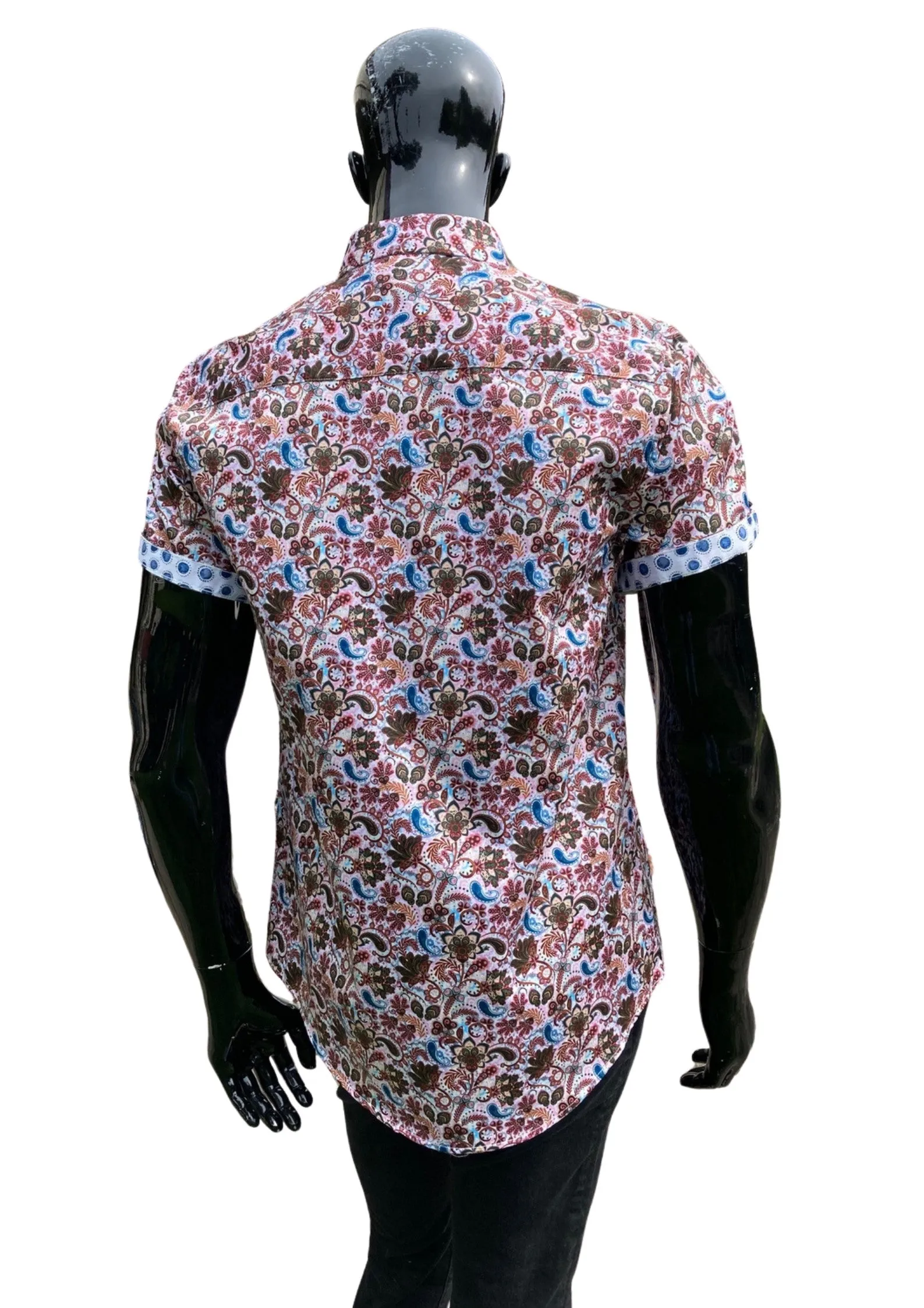 JOHN LENNON Mens Elston Short Sleeve Paisley Shirt - Brown & Teal