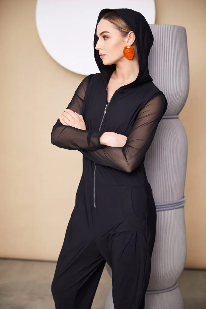 Jumpsuit with Hood in Black