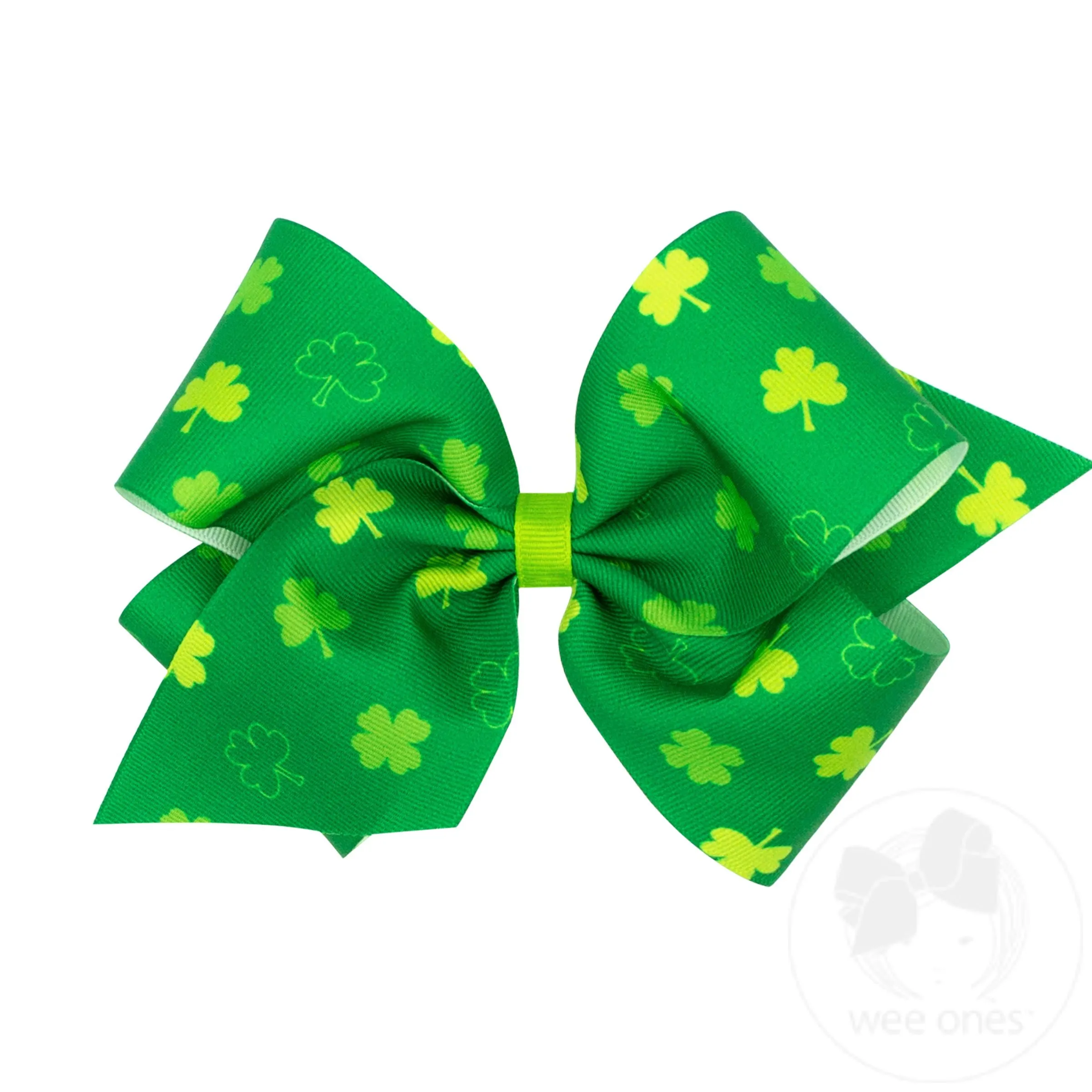 King Shamrock Print Grosgrain Girls Hair Bow