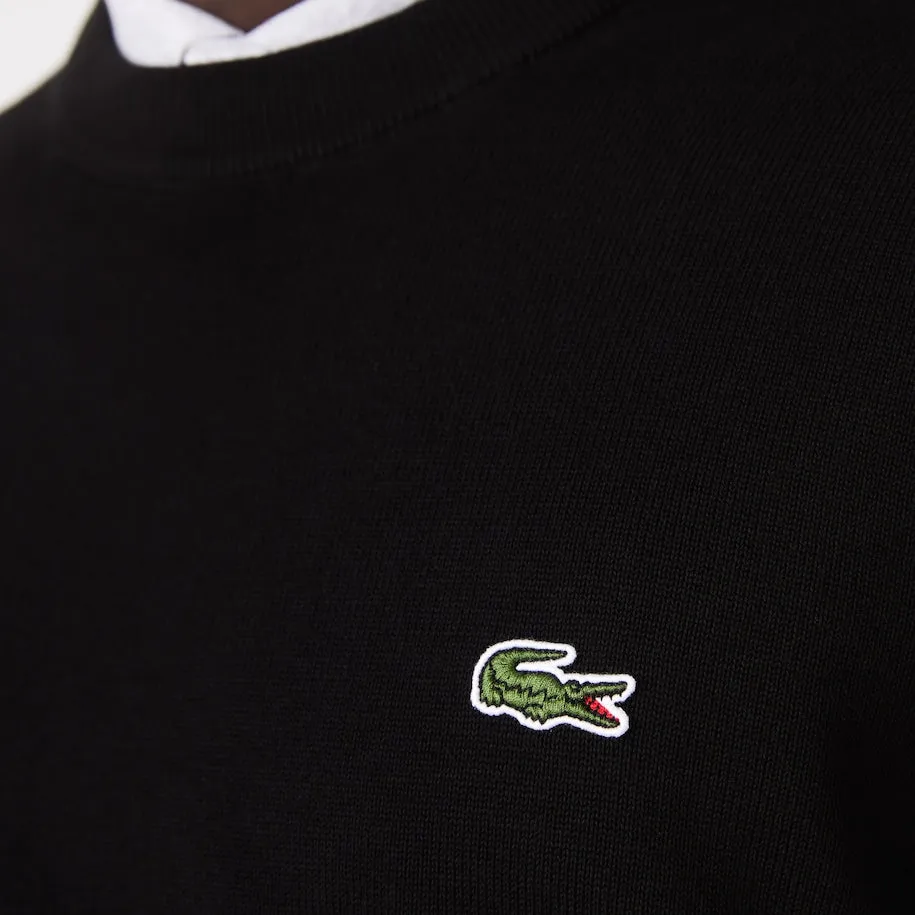 LACOSTE MEN'S ORGANIC COTTON CREW NECK SWEATER BLACK