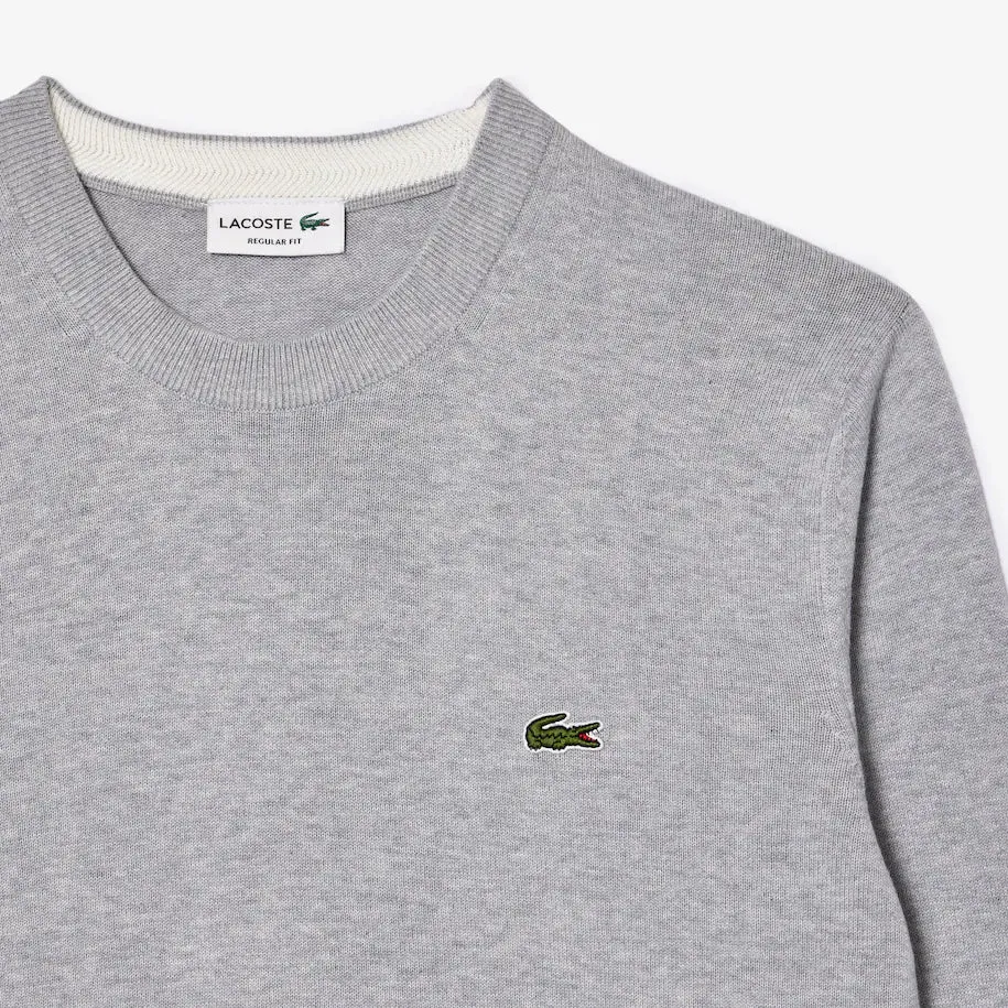 LACOSTE MEN'S ORGANIC COTTON CREW NECK SWEATER GREY