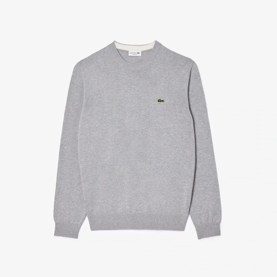 LACOSTE MEN'S ORGANIC COTTON CREW NECK SWEATER GREY