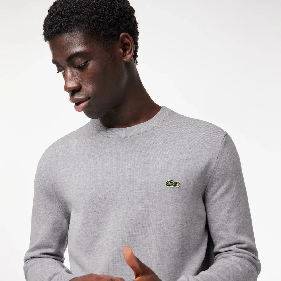 LACOSTE MEN'S ORGANIC COTTON CREW NECK SWEATER GREY