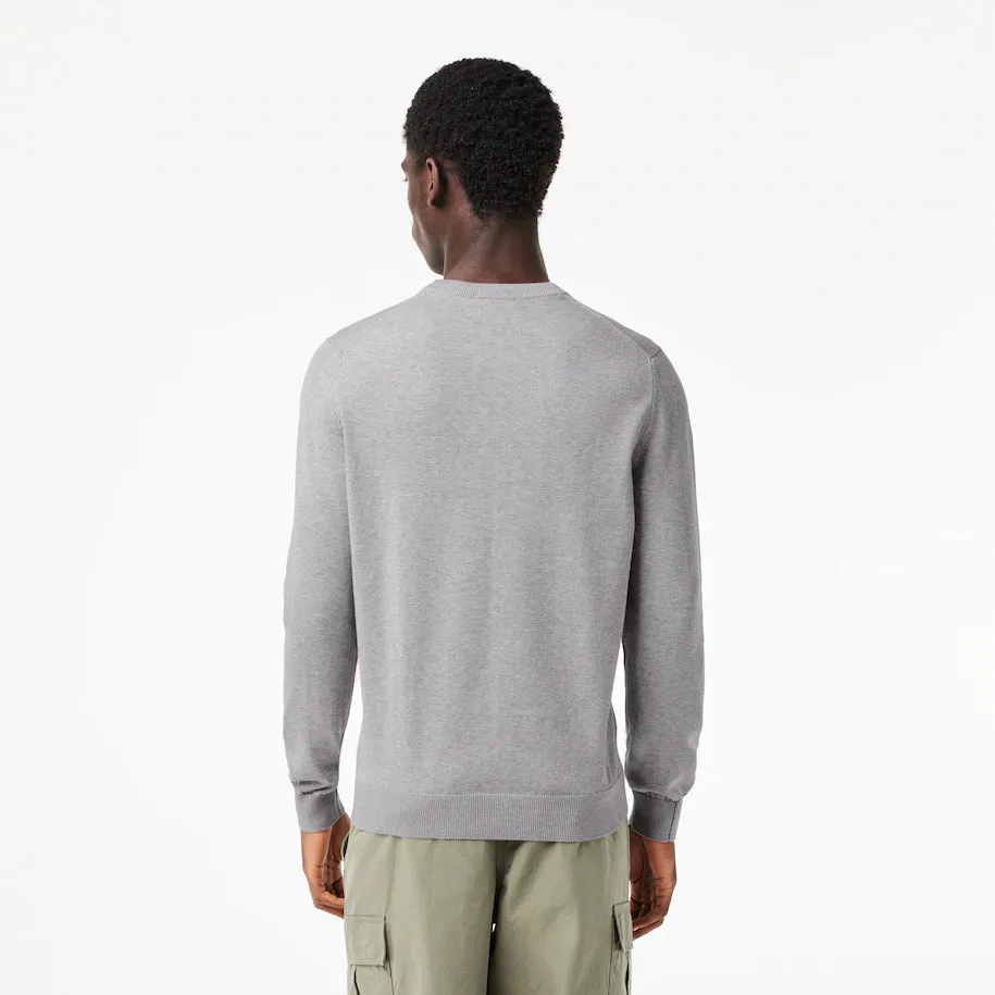 LACOSTE MEN'S ORGANIC COTTON CREW NECK SWEATER GREY