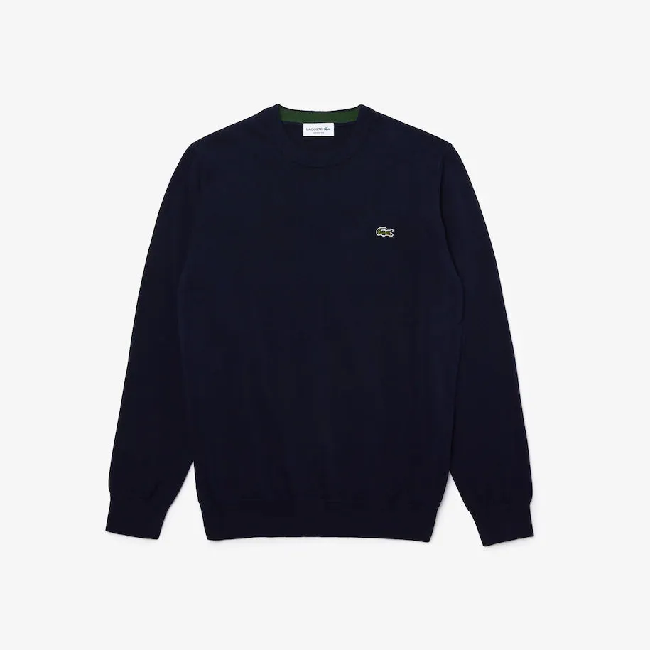 LACOSTE MEN'S ORGANIC COTTON CREW NECK SWEATER NAVY