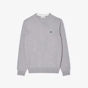 Lacoste Men's Organic Cotton Crew Neck Sweater Silver Chine AH1985 CCA