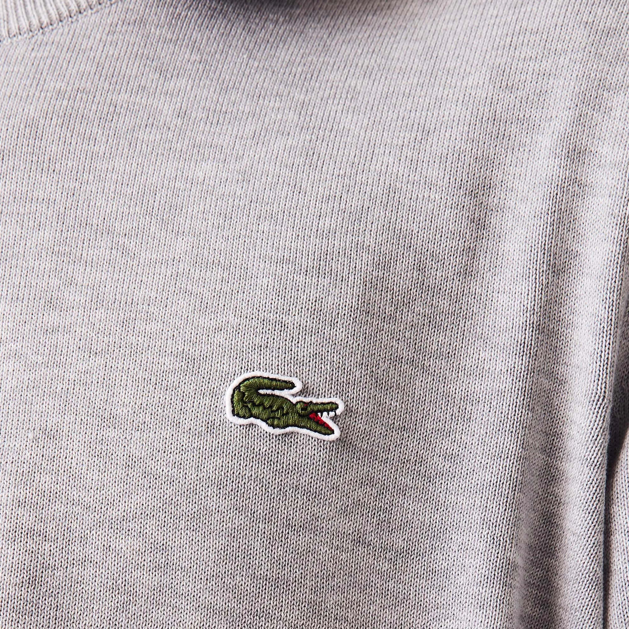 Lacoste Men's Organic Cotton Crew Neck Sweater Silver Chine AH1985 CCA