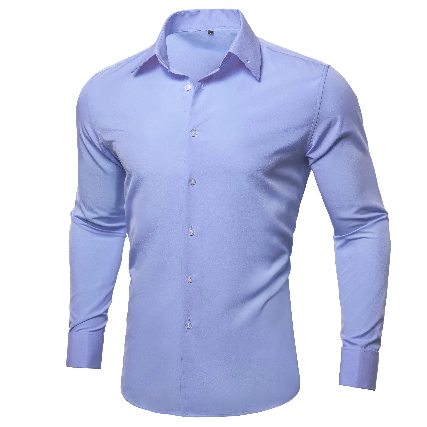 Lavender Purple Solid Woven Men's Long Sleeve Shirt