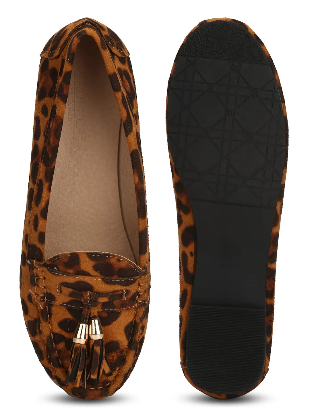 Leopard Micro Tassel Loafer Flats