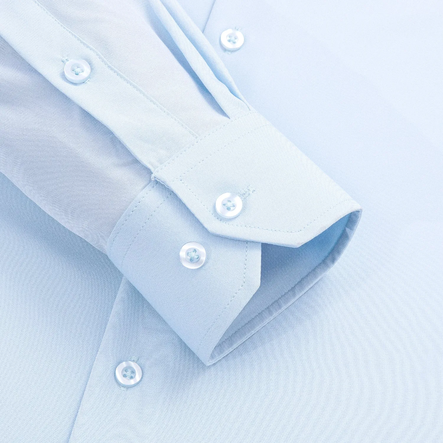 Light Blue Solid Stretch Men's Long Sleeve Shirt