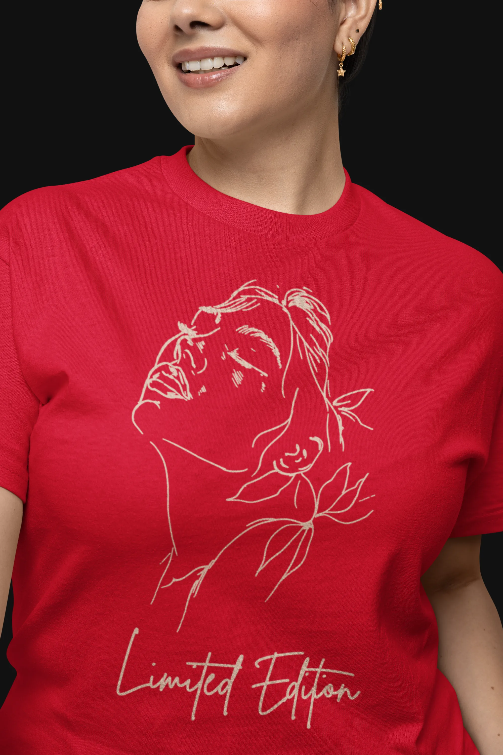 Limited Edition Cotton tshirt for women with Minimalistic Woman Design