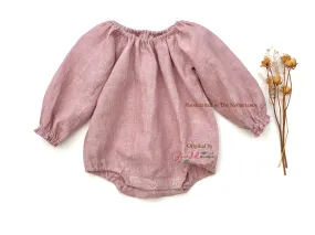 Linen Baby Bodysuit Old-Rose