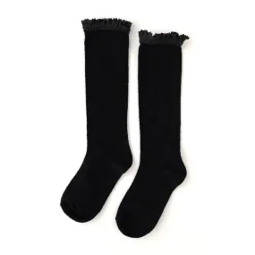 Little Stocking Co | Knee High Lace Top Knit Socks Single Pair ~ Black