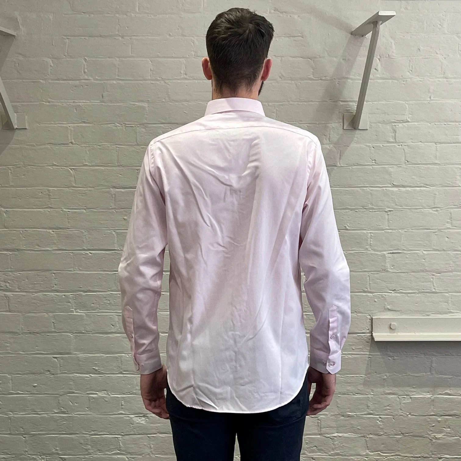 Long Sleeve Business Shirt - Textured - Pink