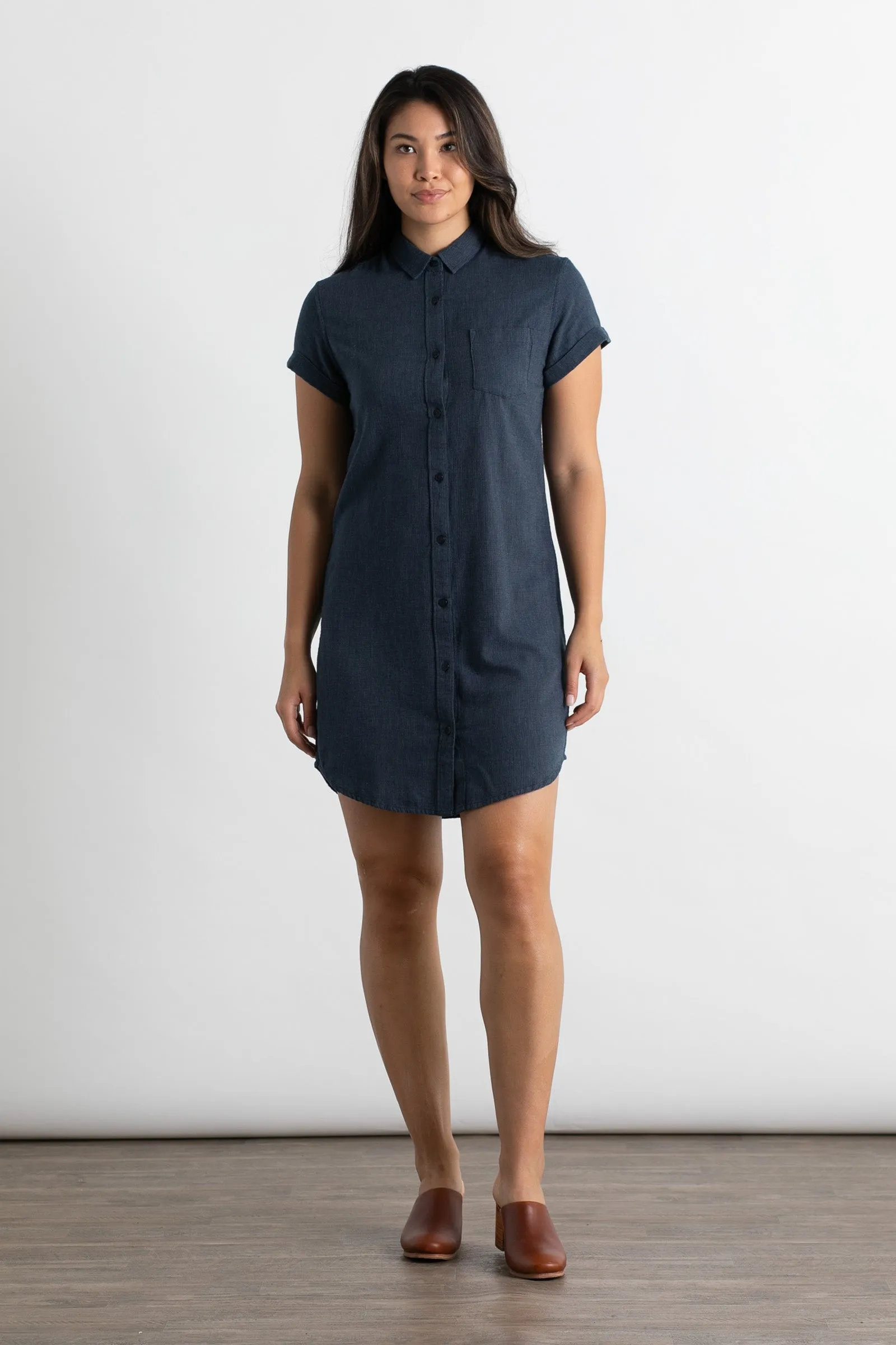 Loren Shirt Dress / Navy Chevron