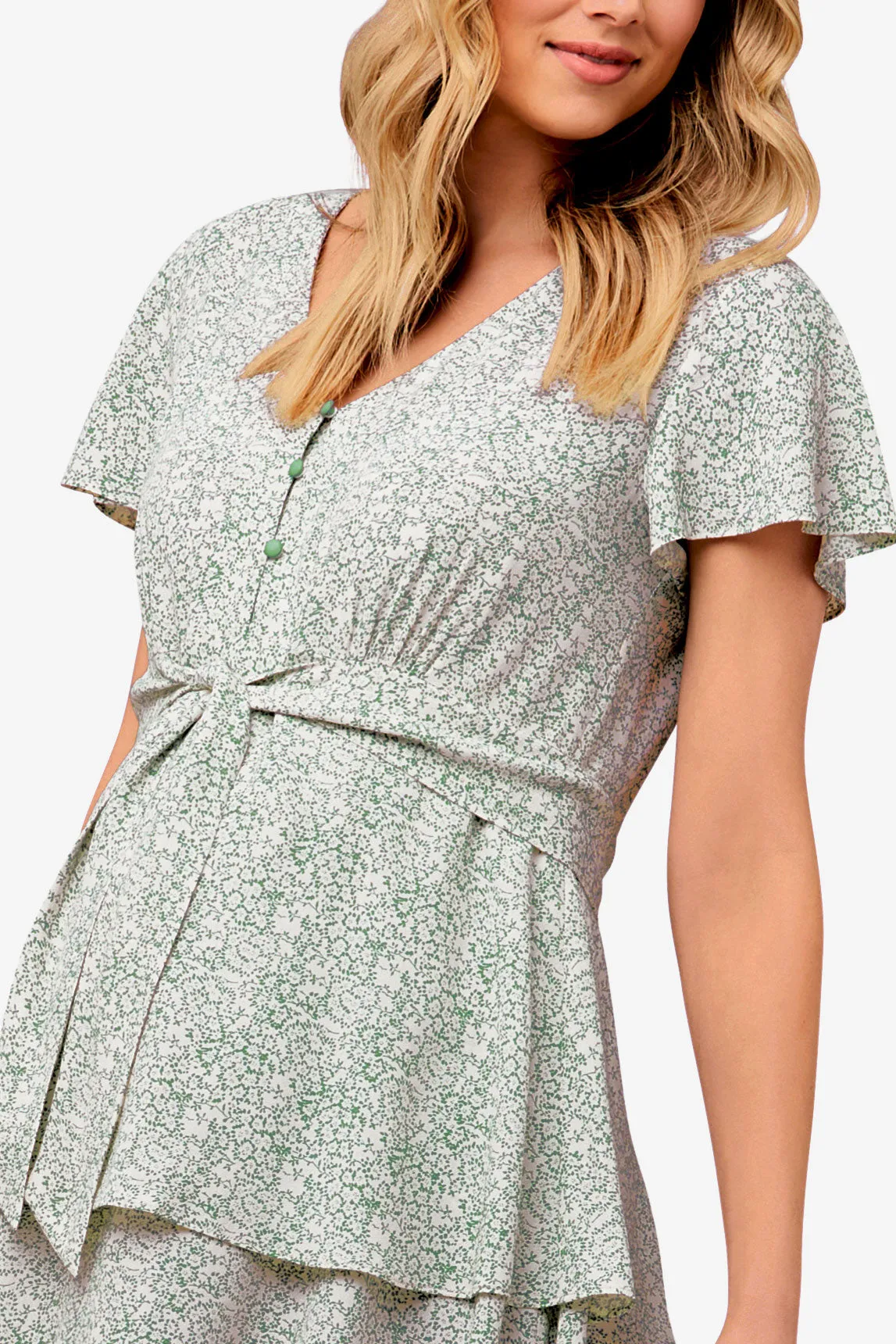 Lulu Layered Dress in Fern & Ecru by Ripe