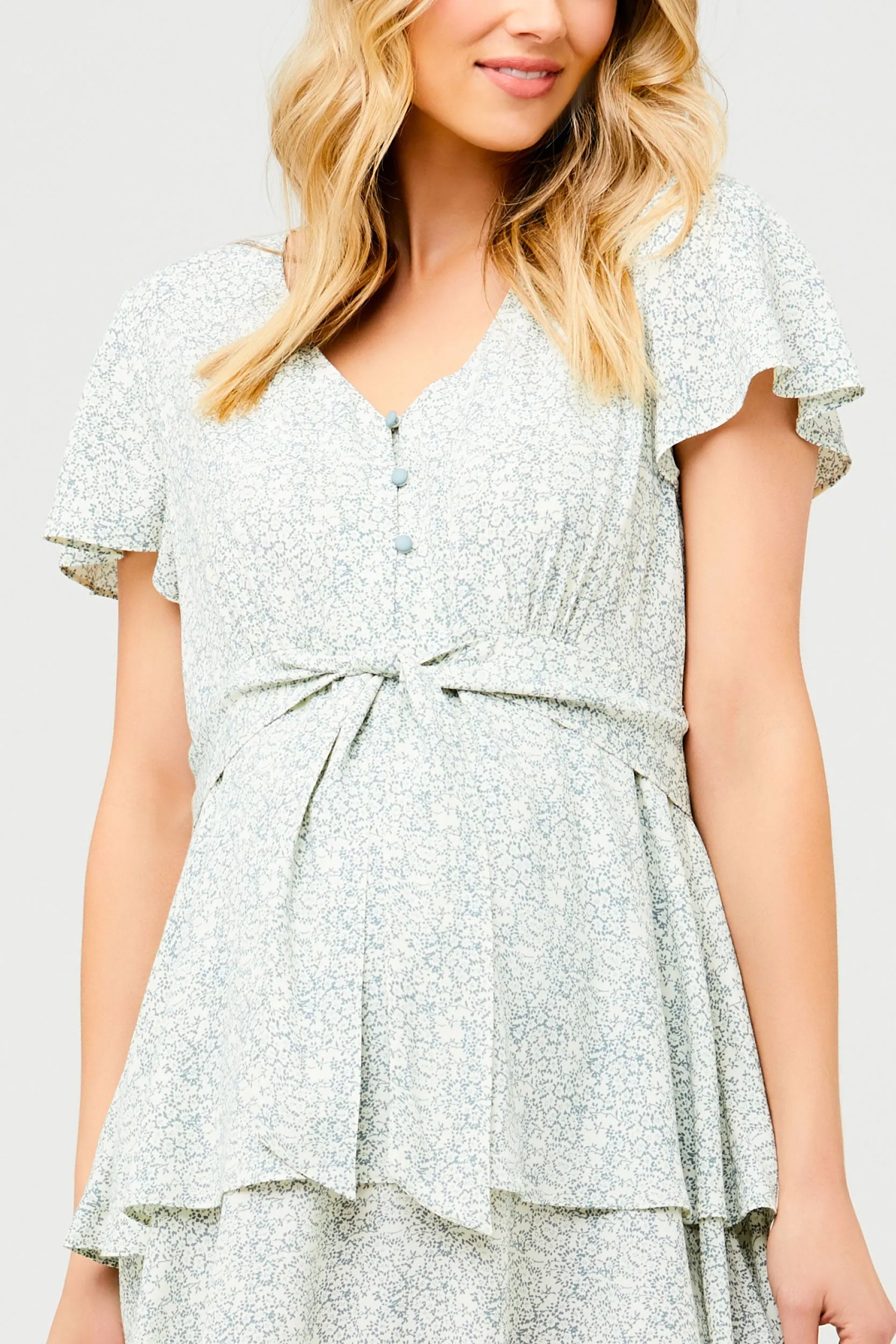 Lulu Layered Dress in Fern & Ecru by Ripe