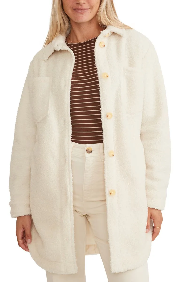 Marine Layer Bailey Long Shirt Jacket in Ivory