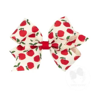 Medium Harvest-Themed Apple Print Grosgrain Bow