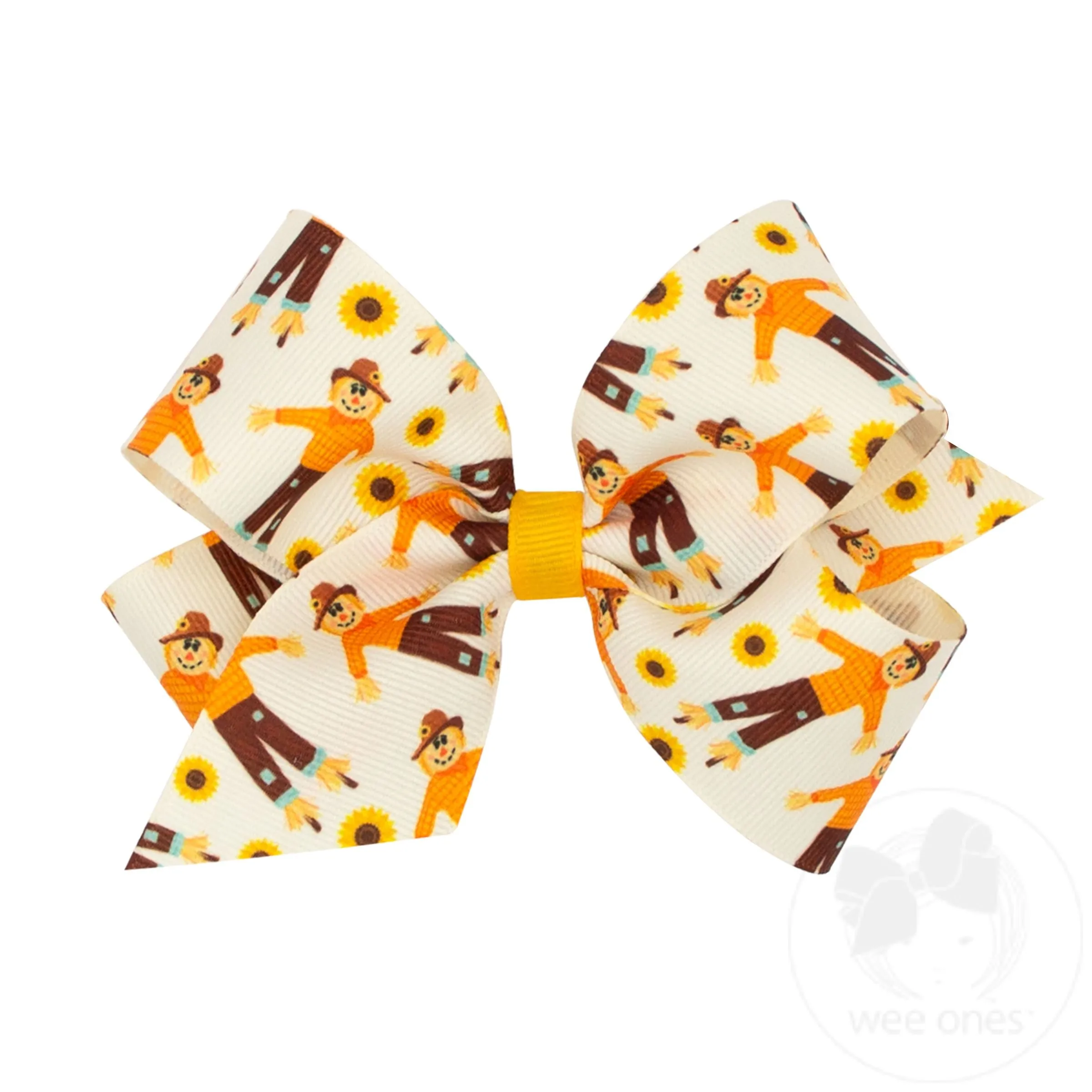 Medium Harvest-Themed Apple Print Grosgrain Bow