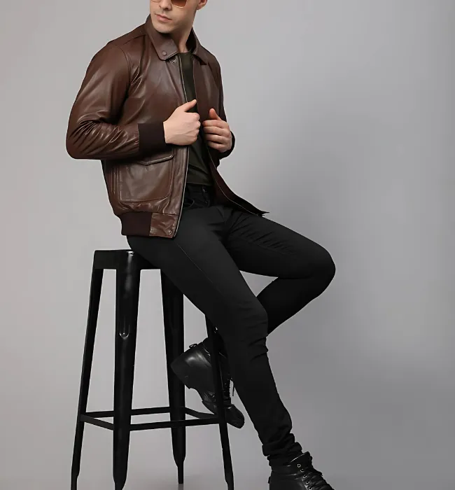 Men’s Bronze Bomber Leather Jacket