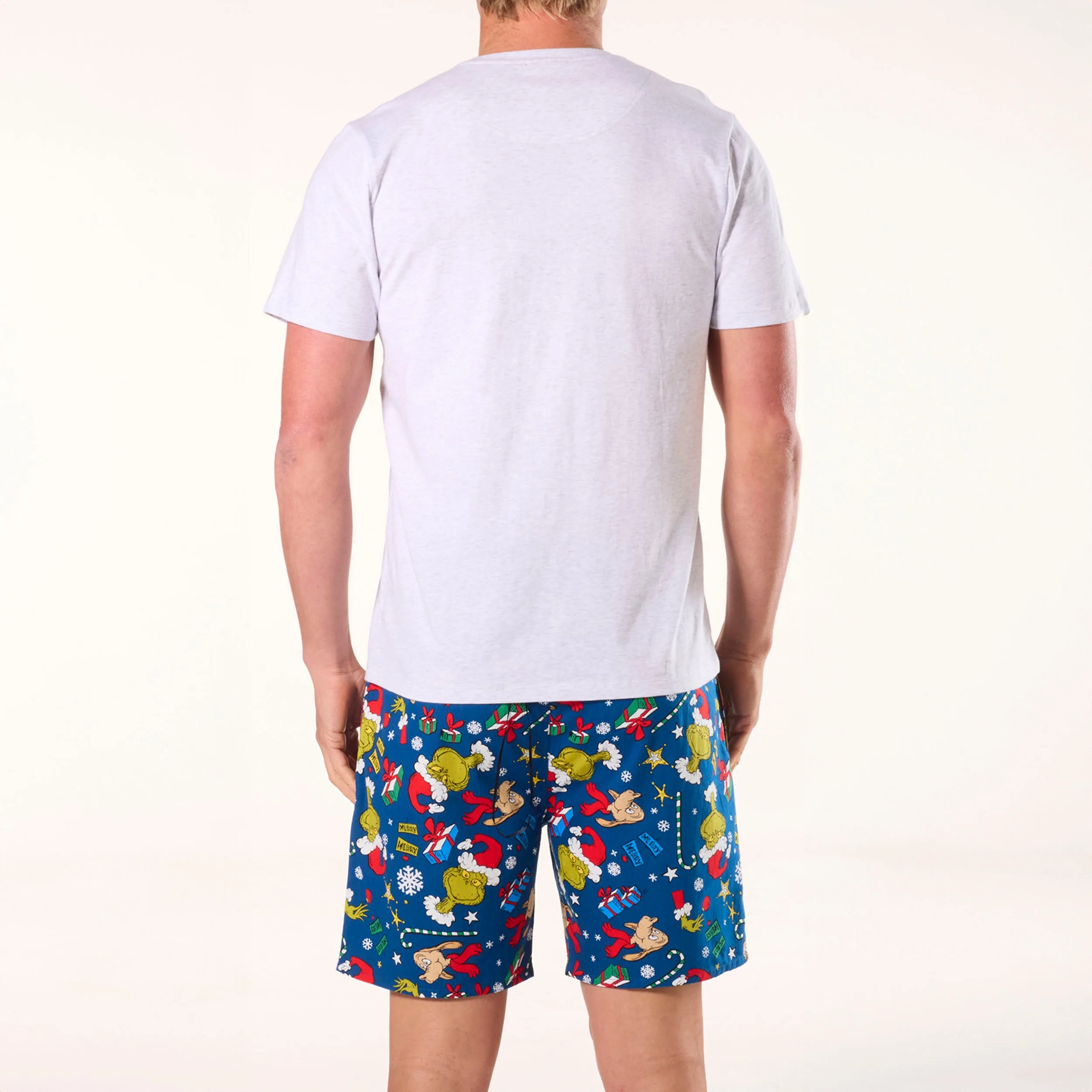 Men's Grinch Merry Merry Cotton Sleep Short - Navy