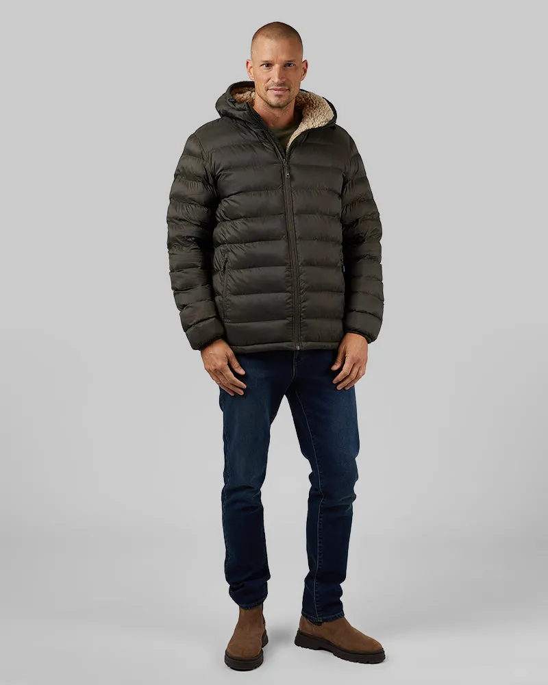 MEN'S HOODED SHERPA-LINED JACKET