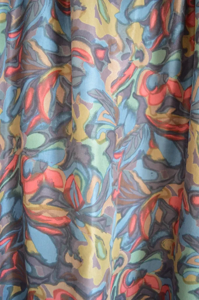 Multicoloured Abstract Print Silk Maxi Skirt | S