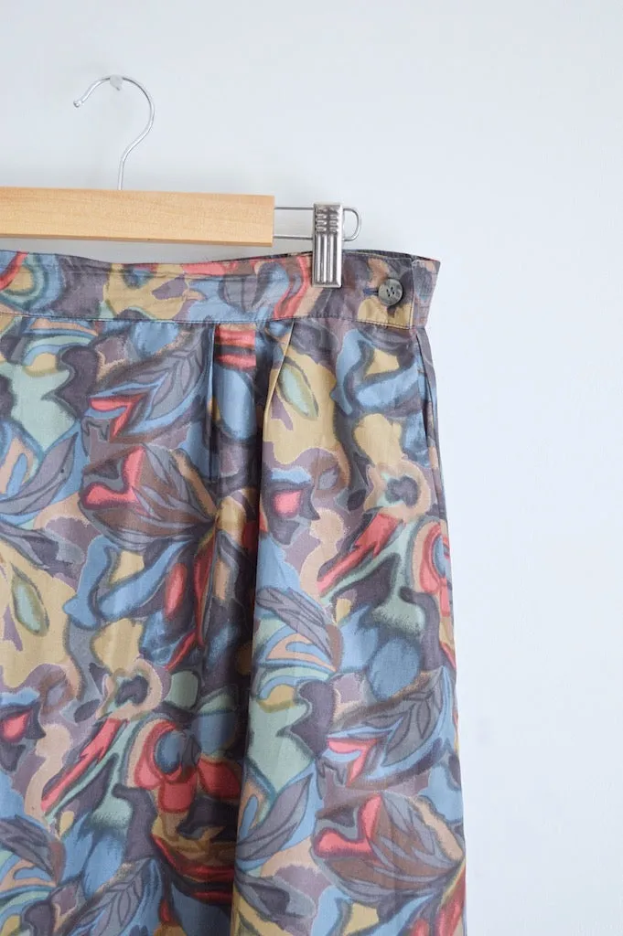 Multicoloured Abstract Print Silk Maxi Skirt | S