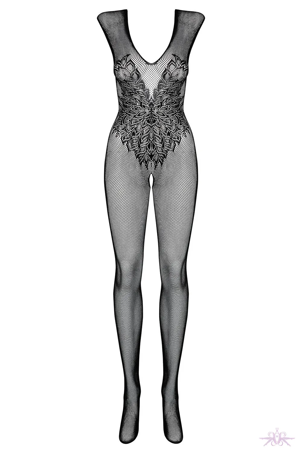 Obsessive Wing Motif Fishnet Bodystocking