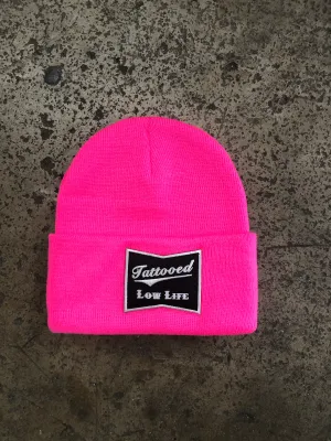 OG Tattooed Low Life Cuffed Knit Beanie-Pink