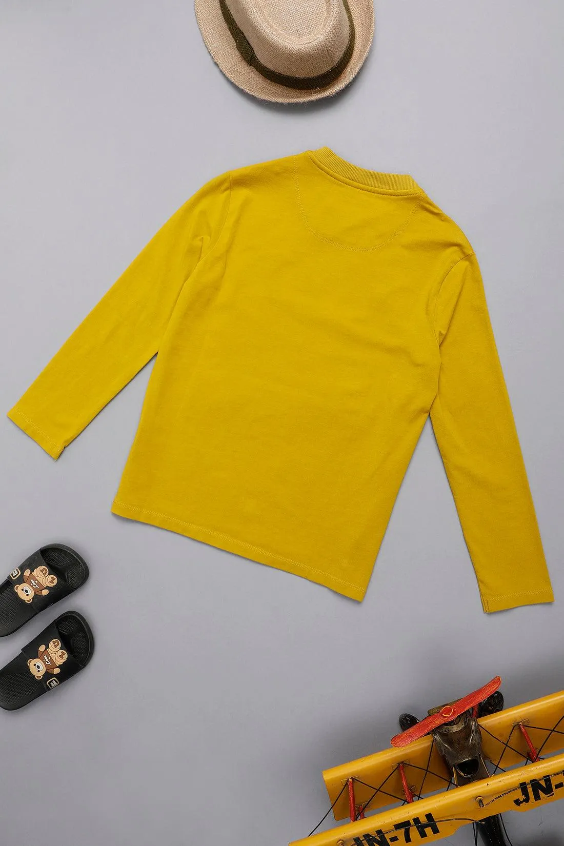 One Friday Kids Boys Yellow Round Neck Collar T-shirt