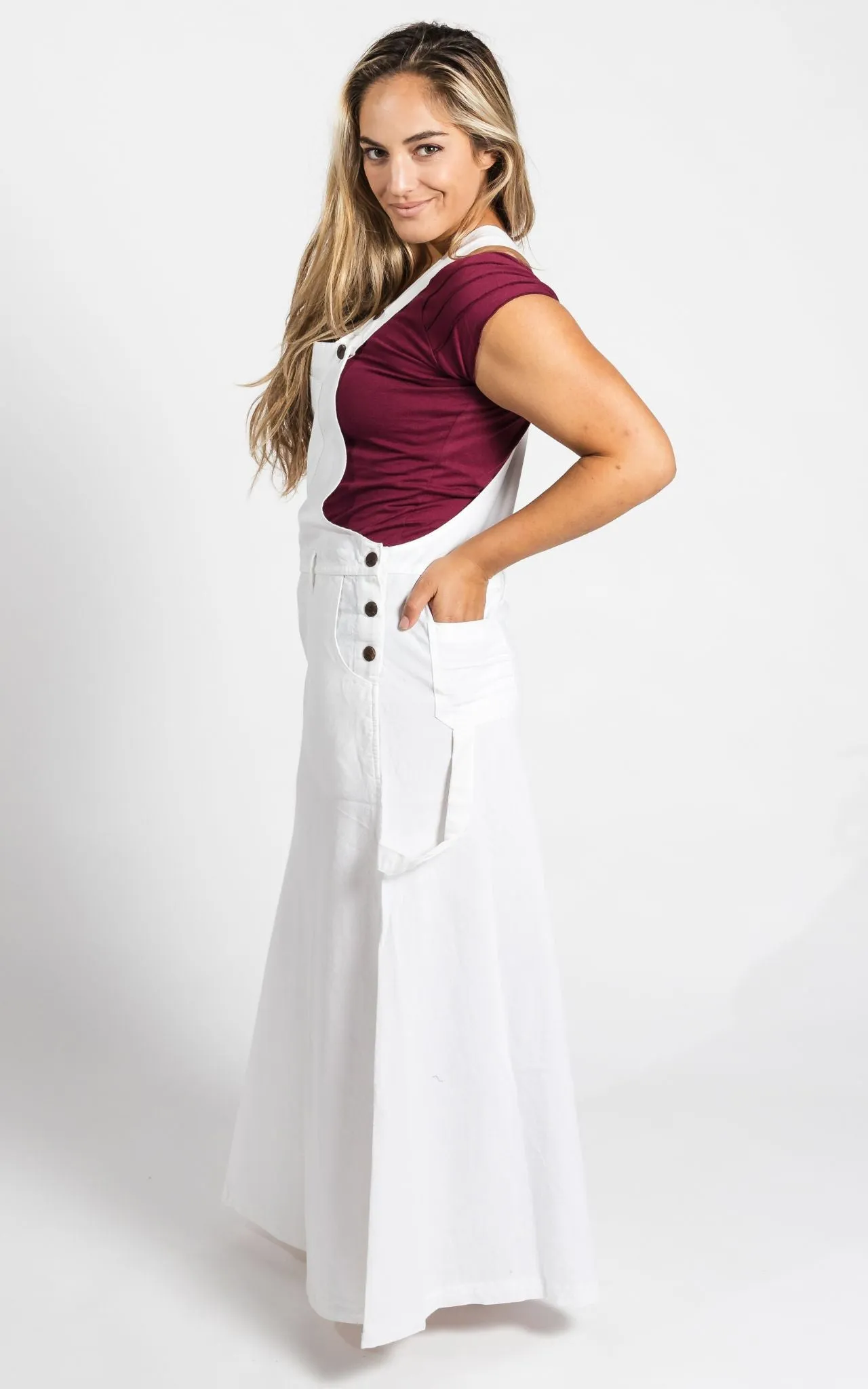 Overall Maxi Dress - White