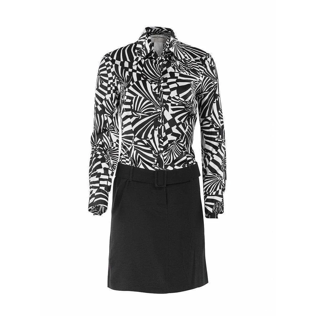 Paco Rabanne Op Art Belted Shirt Dress