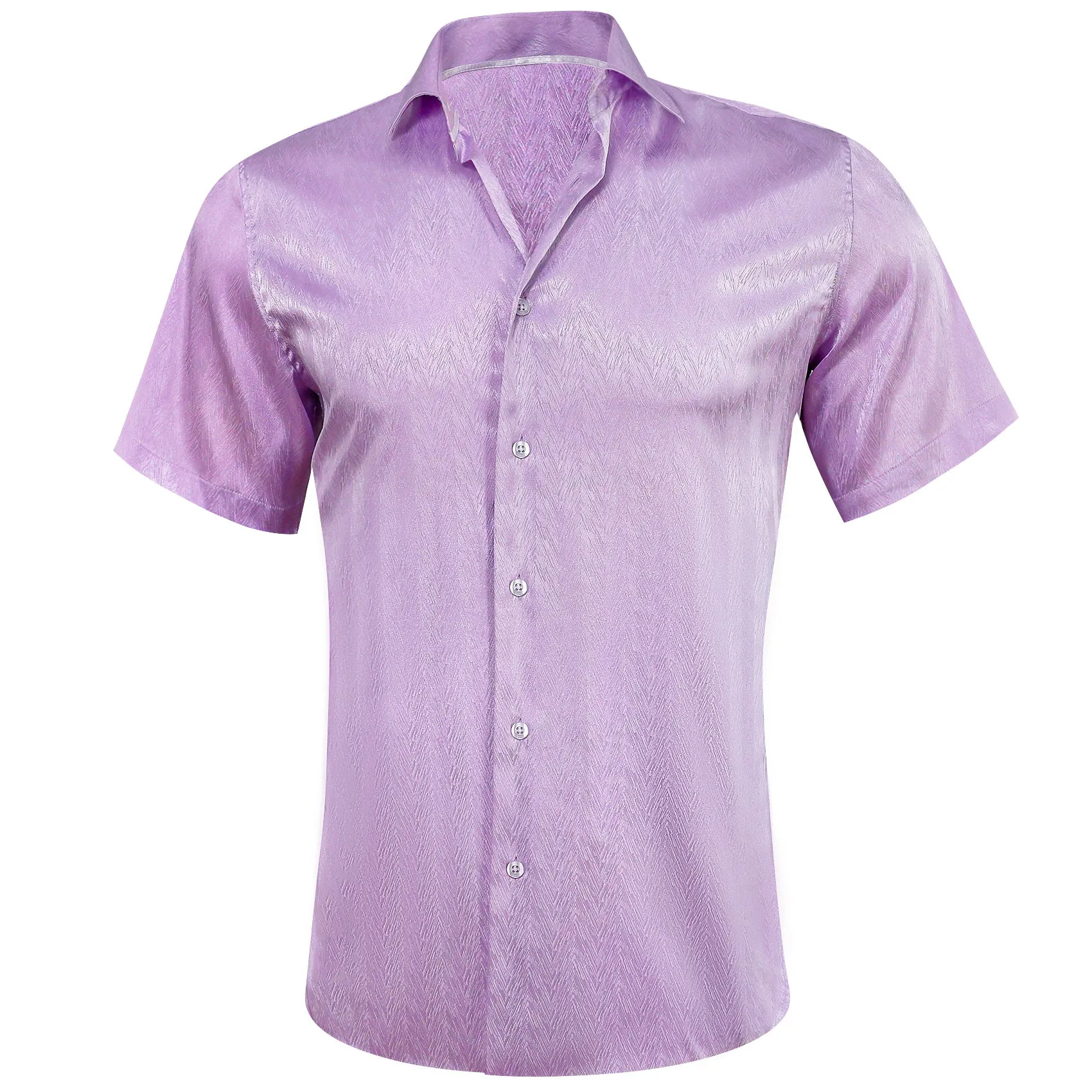 Pale Lilac Solid Men's Short Sleeve Shirt