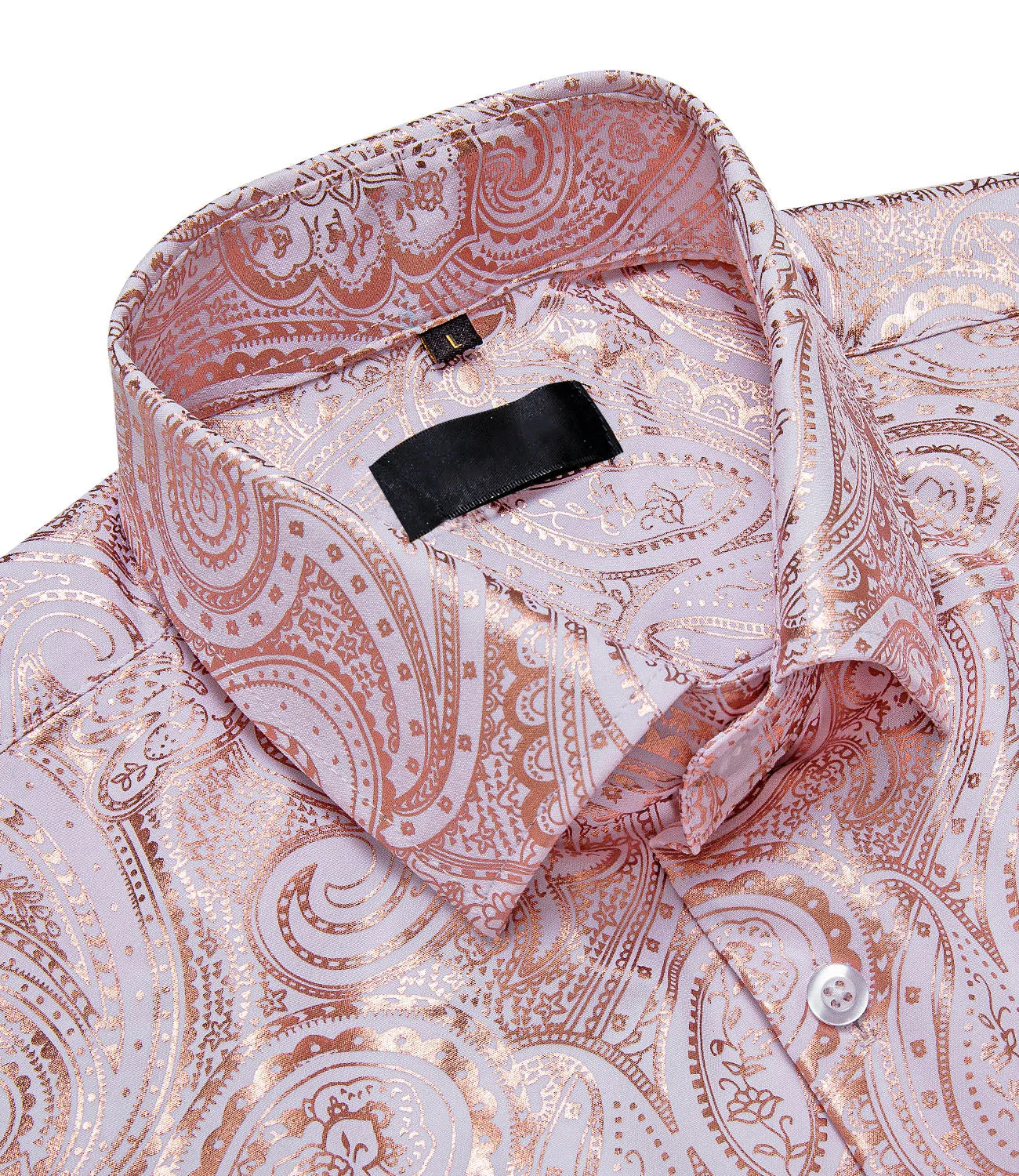 Pink Orange White Paisley Flower Hot Stamping Men's Long Sleeve Shirt