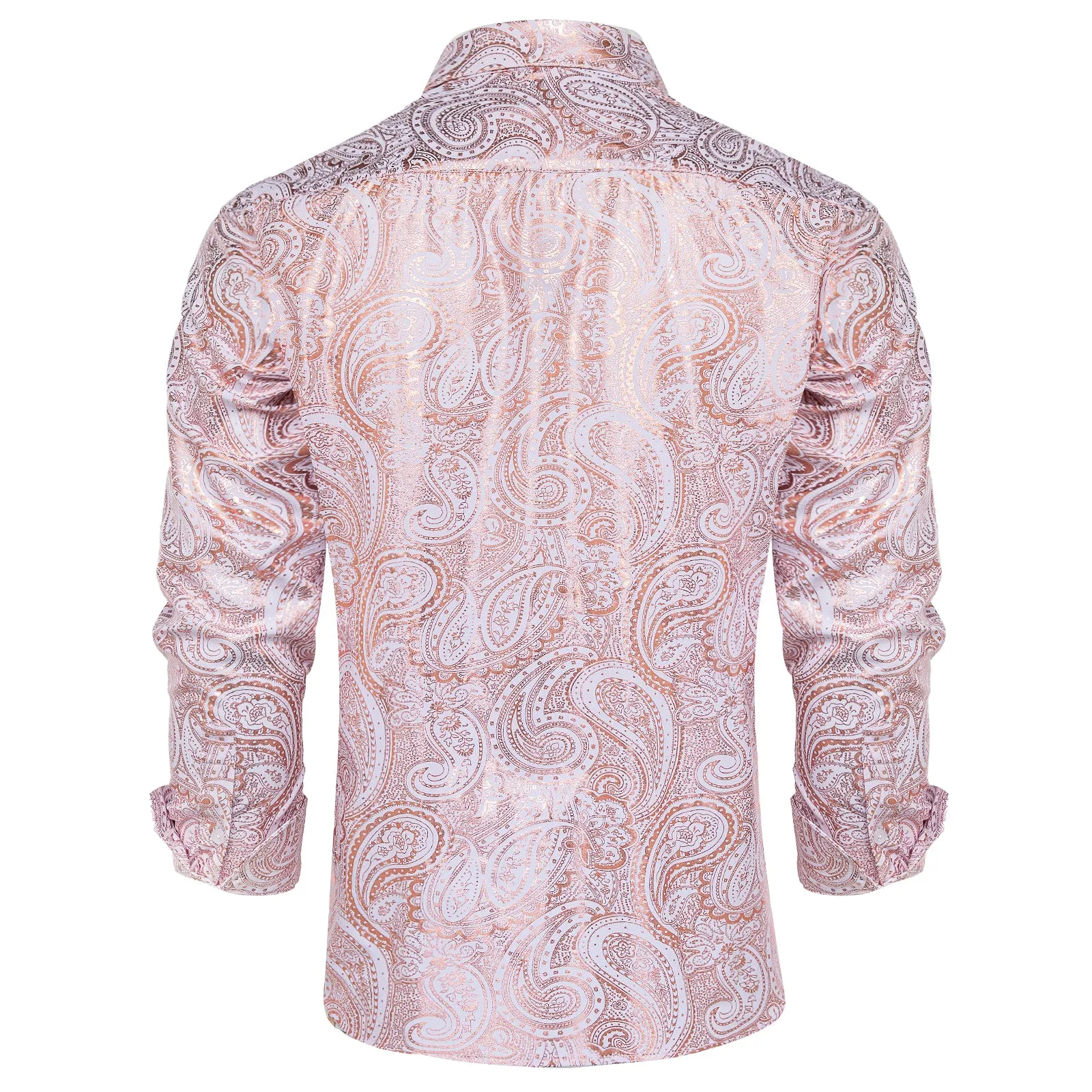 Pink Orange White Paisley Flower Hot Stamping Men's Long Sleeve Shirt