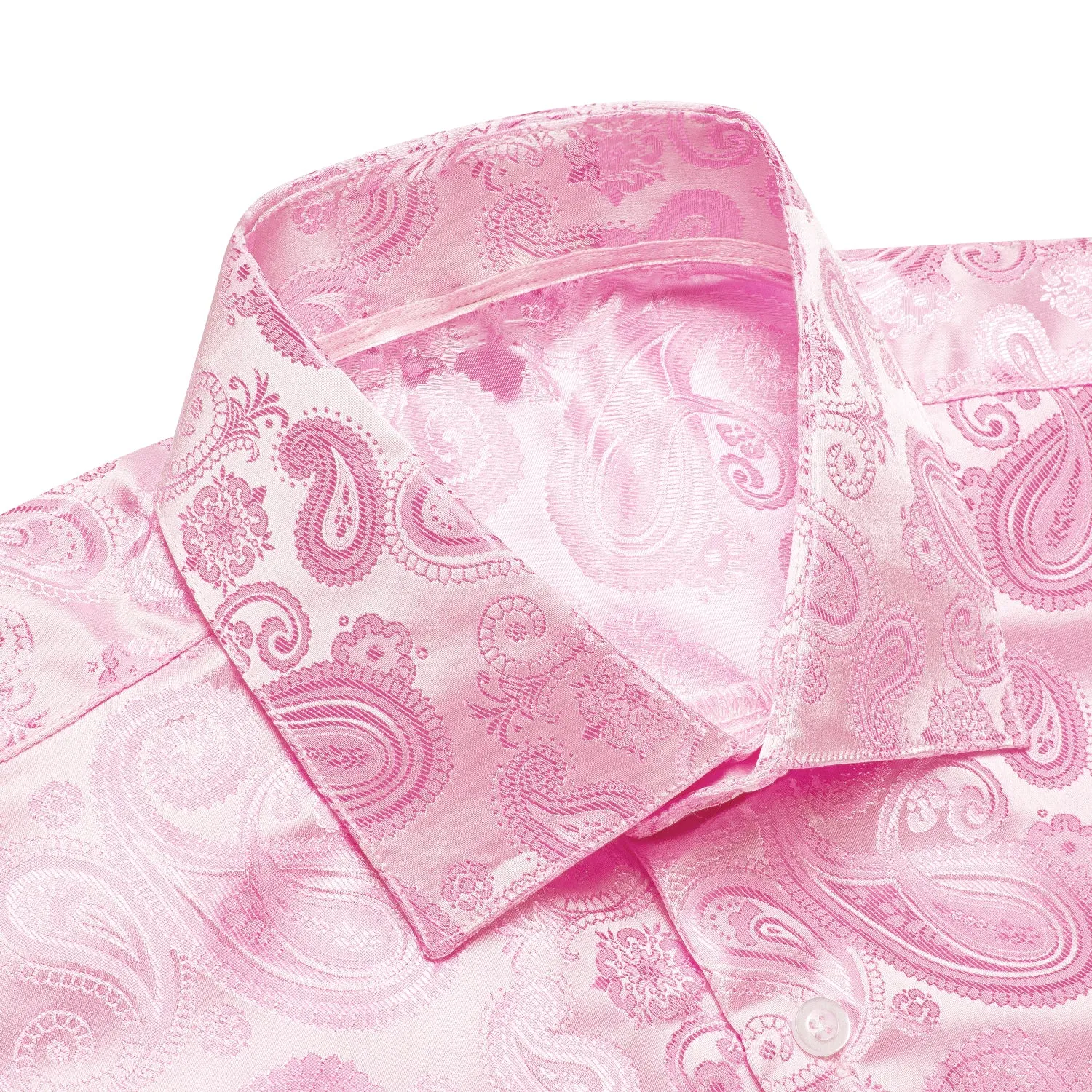 Pink Paisley Silk Men's Long Sleeve Shirt