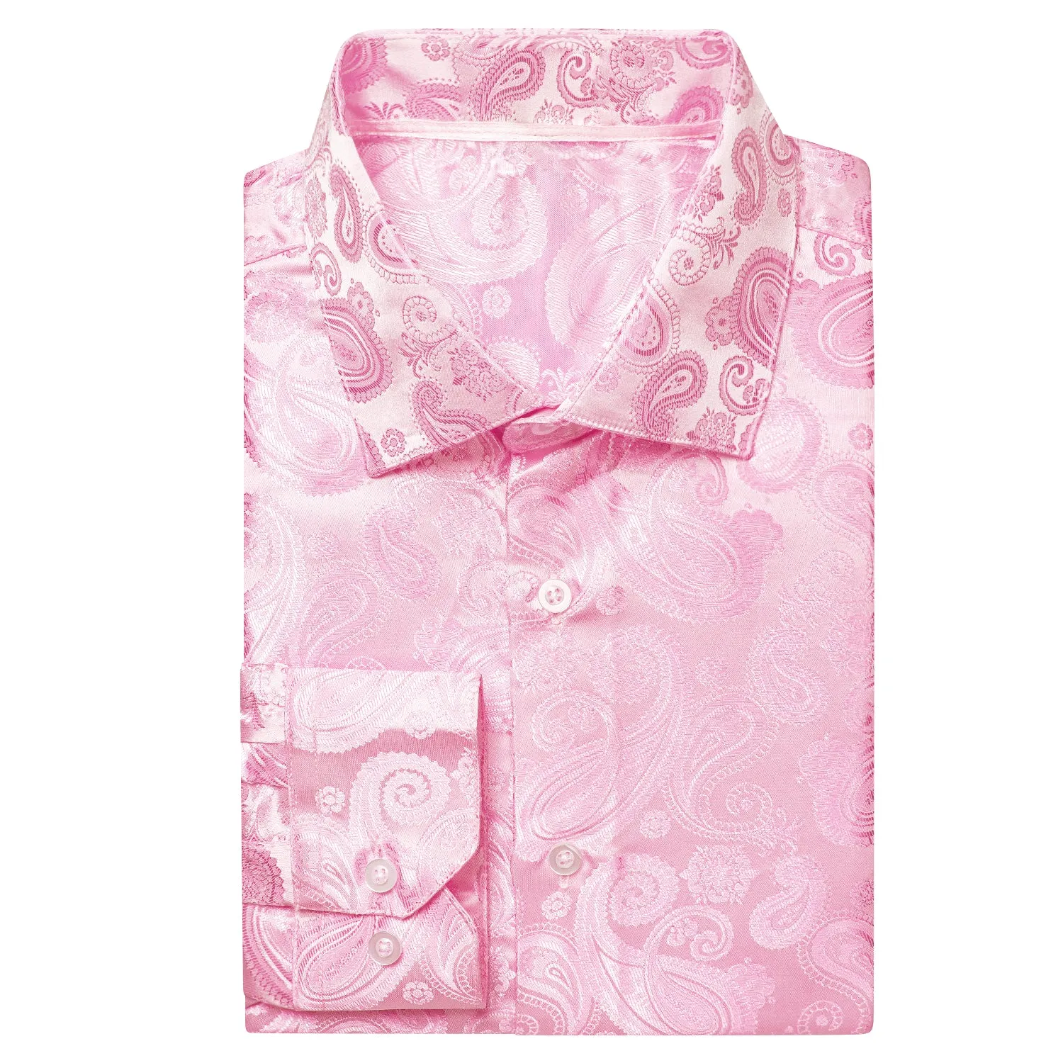 Pink Paisley Silk Men's Long Sleeve Shirt