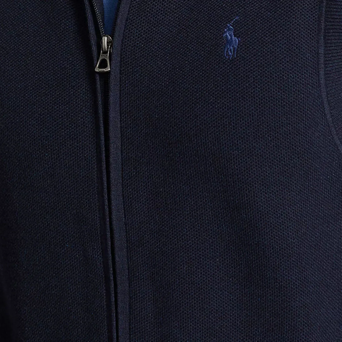 Polo Ralph Lauren Mesh-Knit Cotton Full-Zip Gilet Navy Heather