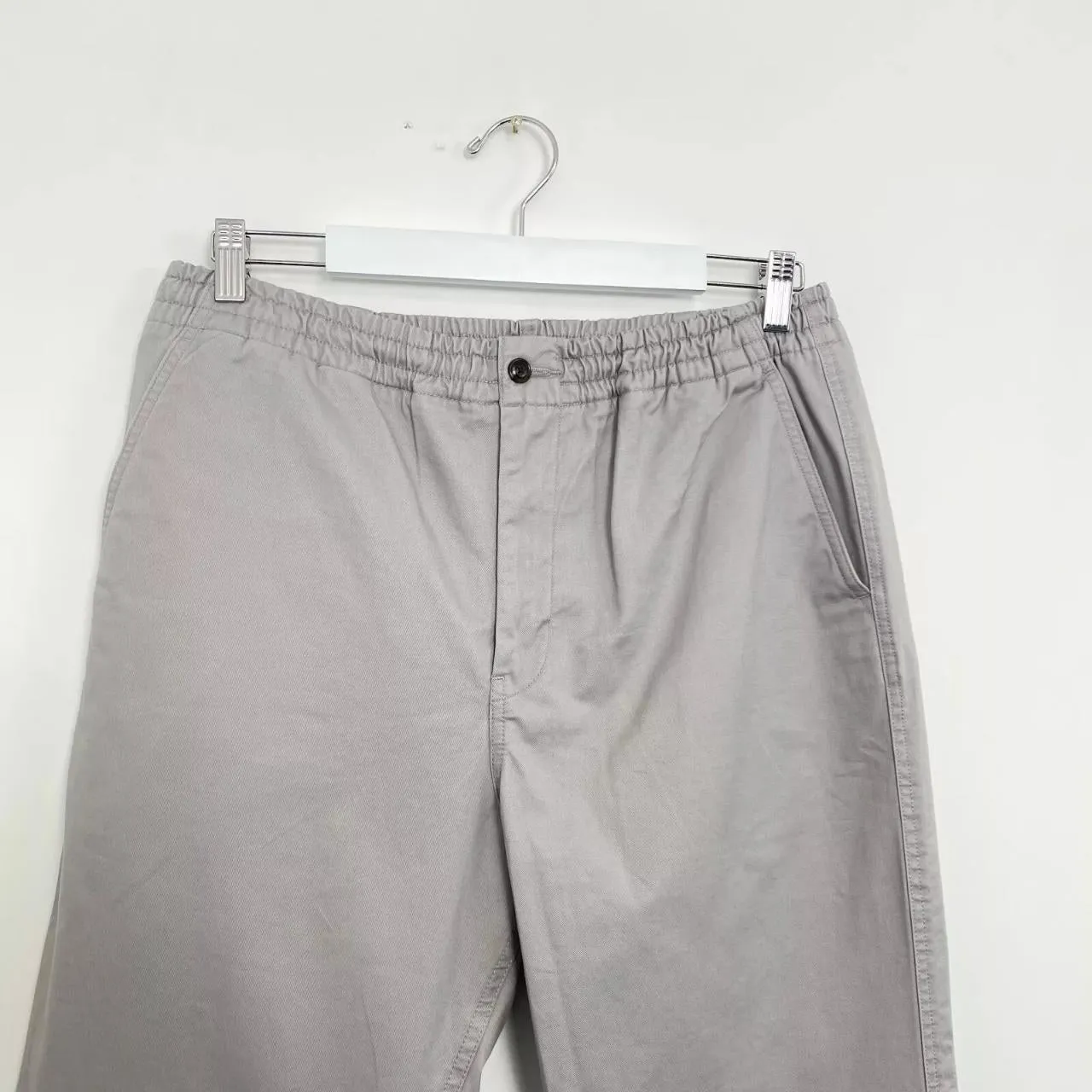 Preowned Polo Ralph Lauren Mens Chino Trousers Pants Size L Grey Logo Classic Fit Stretch