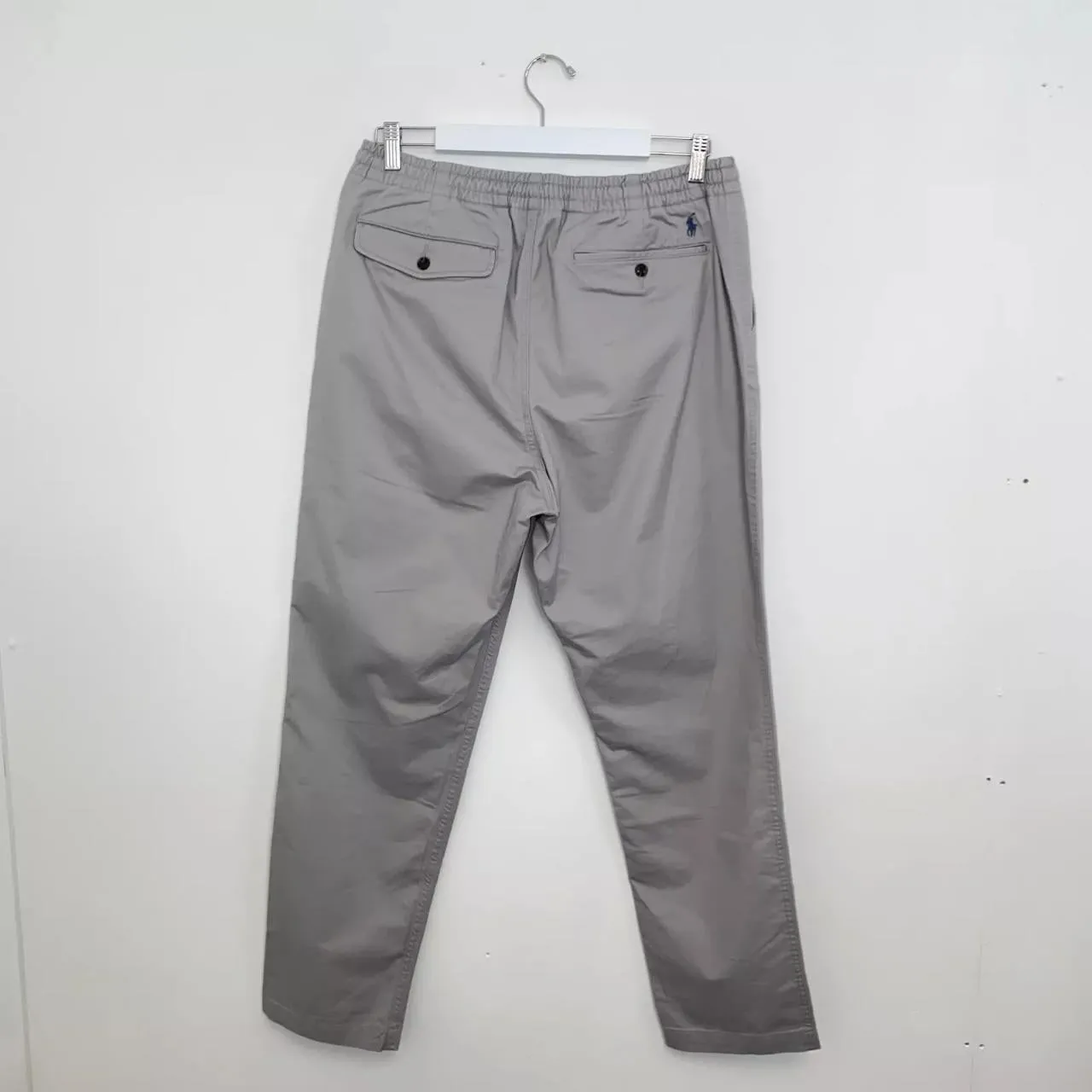 Preowned Polo Ralph Lauren Mens Chino Trousers Pants Size L Grey Logo Classic Fit Stretch