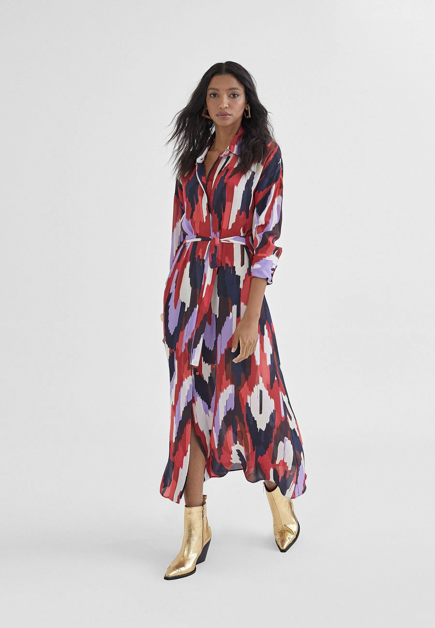 Printed shirt dress