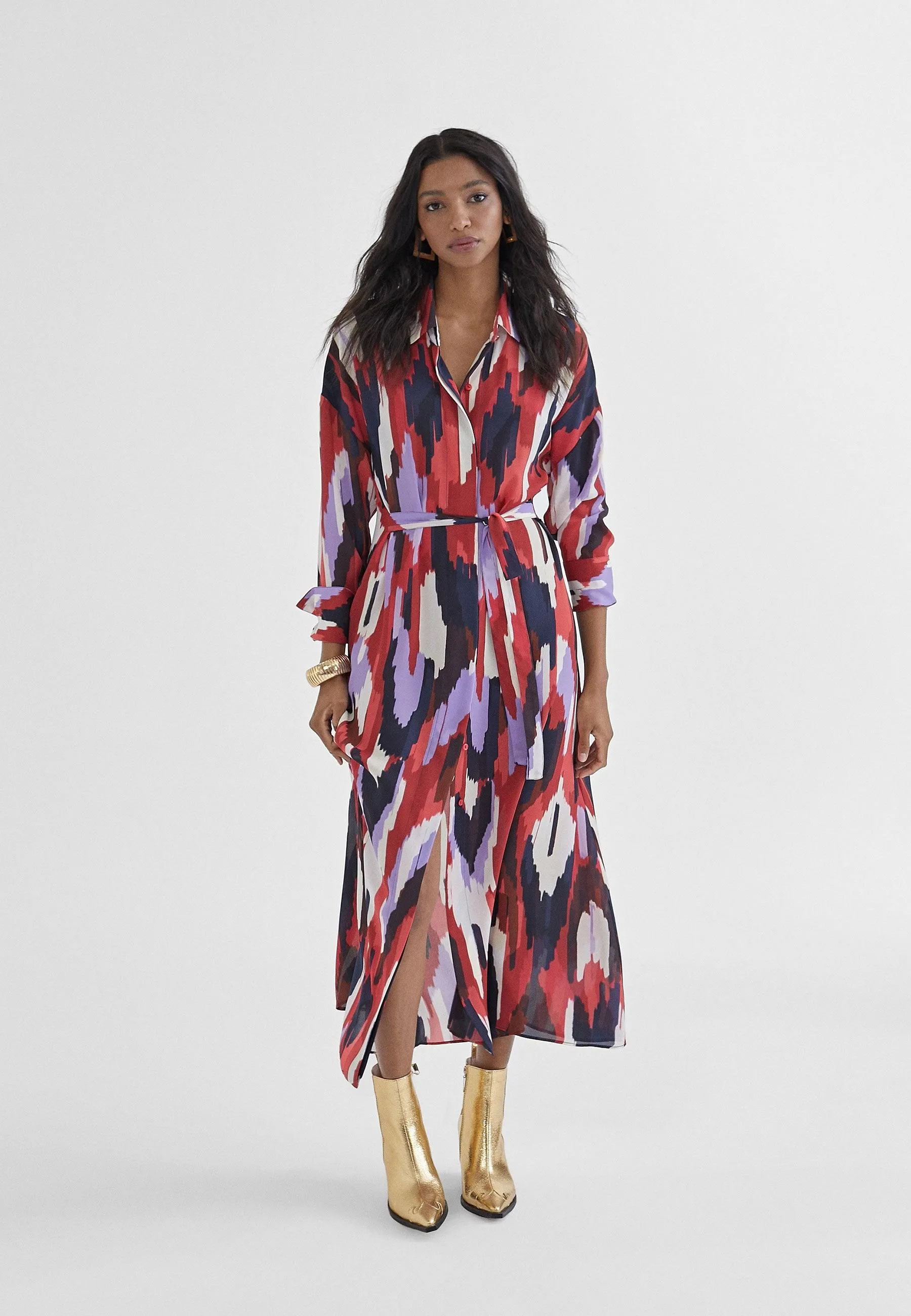 Printed shirt dress