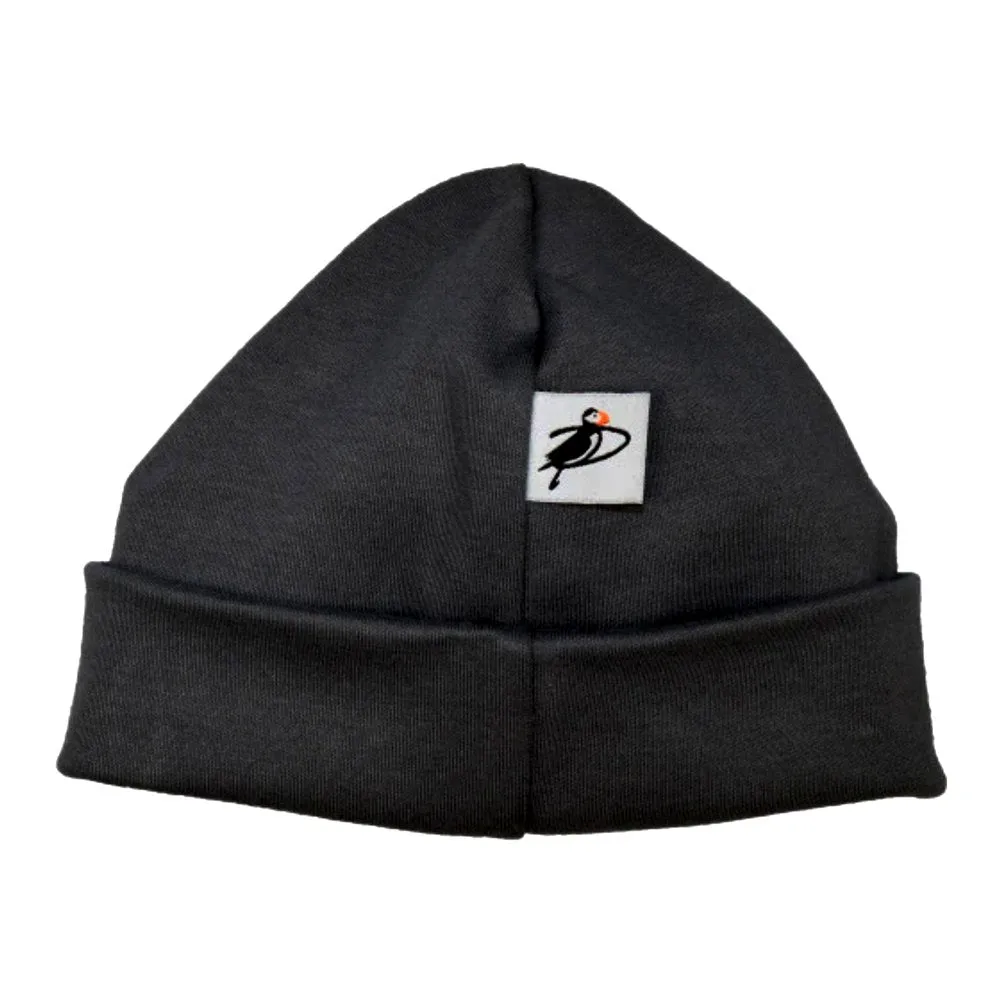 Puffin Gear Organic Cotton Infant Beanie - Black (NB, Newborn/Preemie)