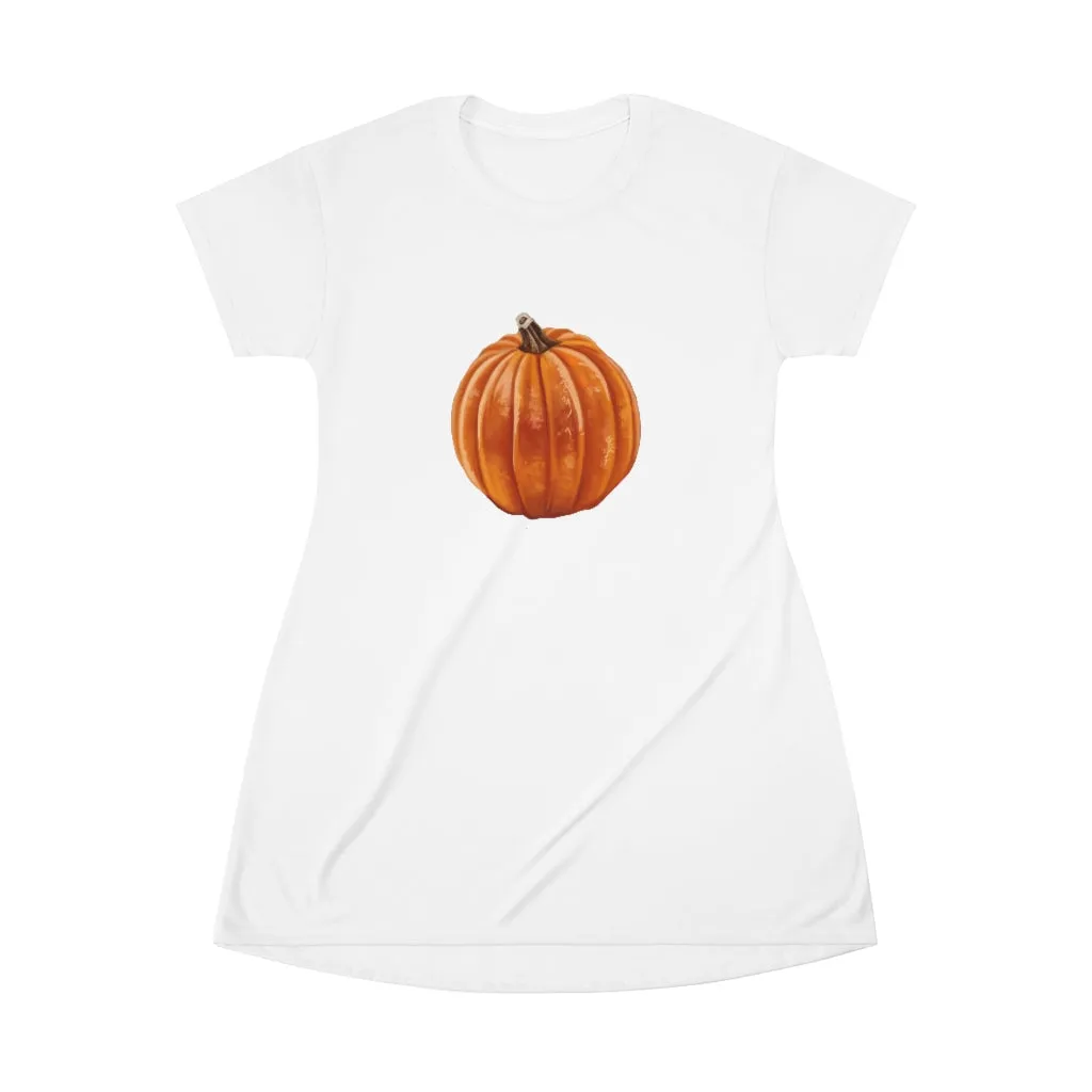 Pumpkin All Over Print T-Shirt Dress