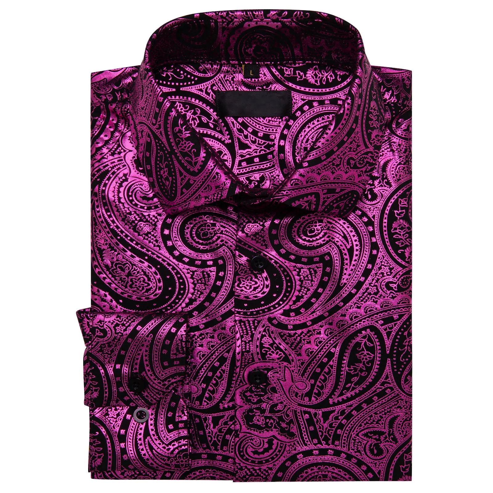 Purple Black Paisley Flower Hot Stamping Men's Long Sleeve Shirt