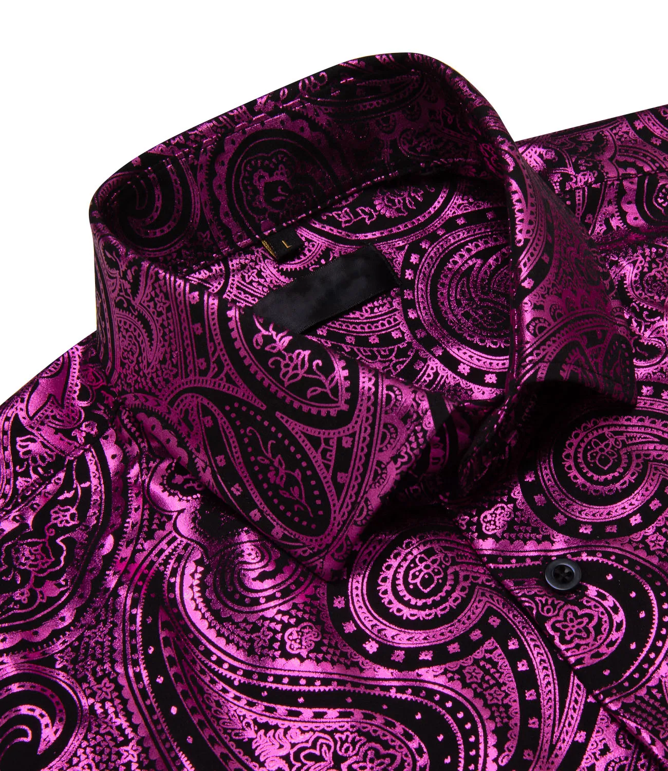 Purple Black Paisley Flower Hot Stamping Men's Long Sleeve Shirt