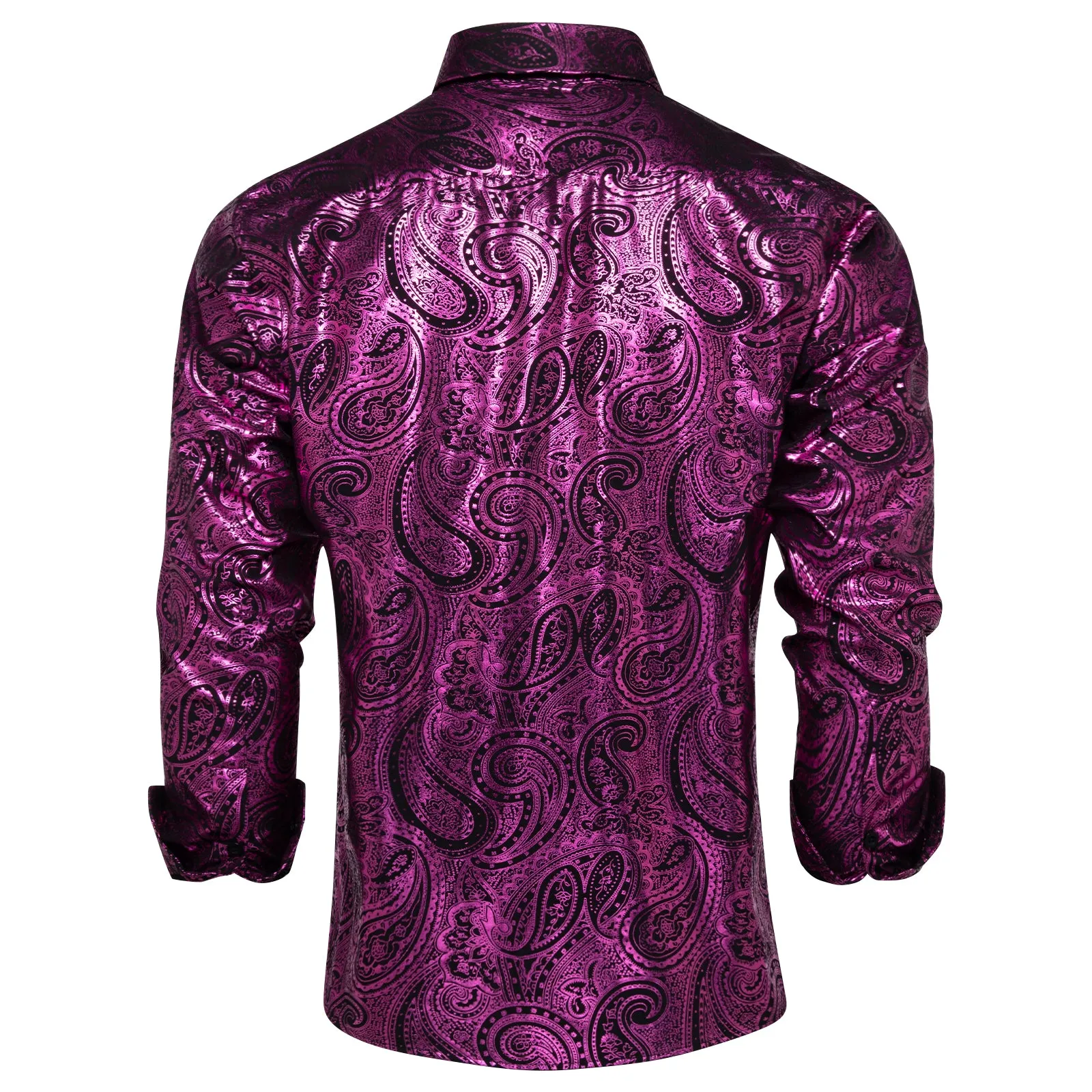 Purple Black Paisley Flower Hot Stamping Men's Long Sleeve Shirt